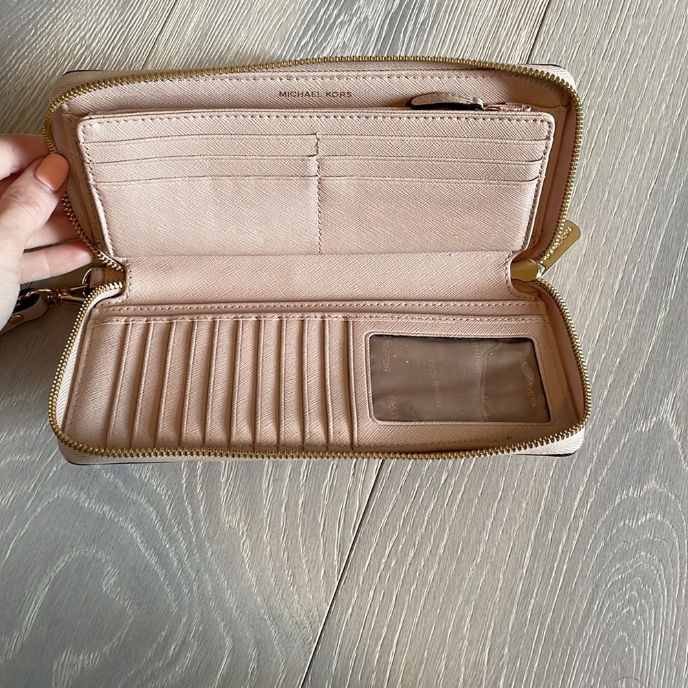 Michael Kors pink wristlet wallet